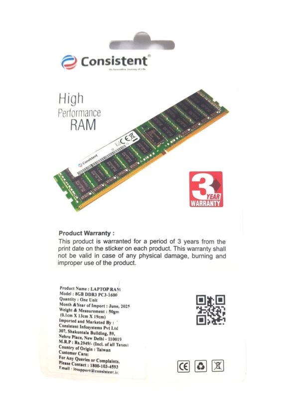 Consistent 8GB DDR3L 1600MHz Laptop RAM – High Performance Memory Module - Image 2